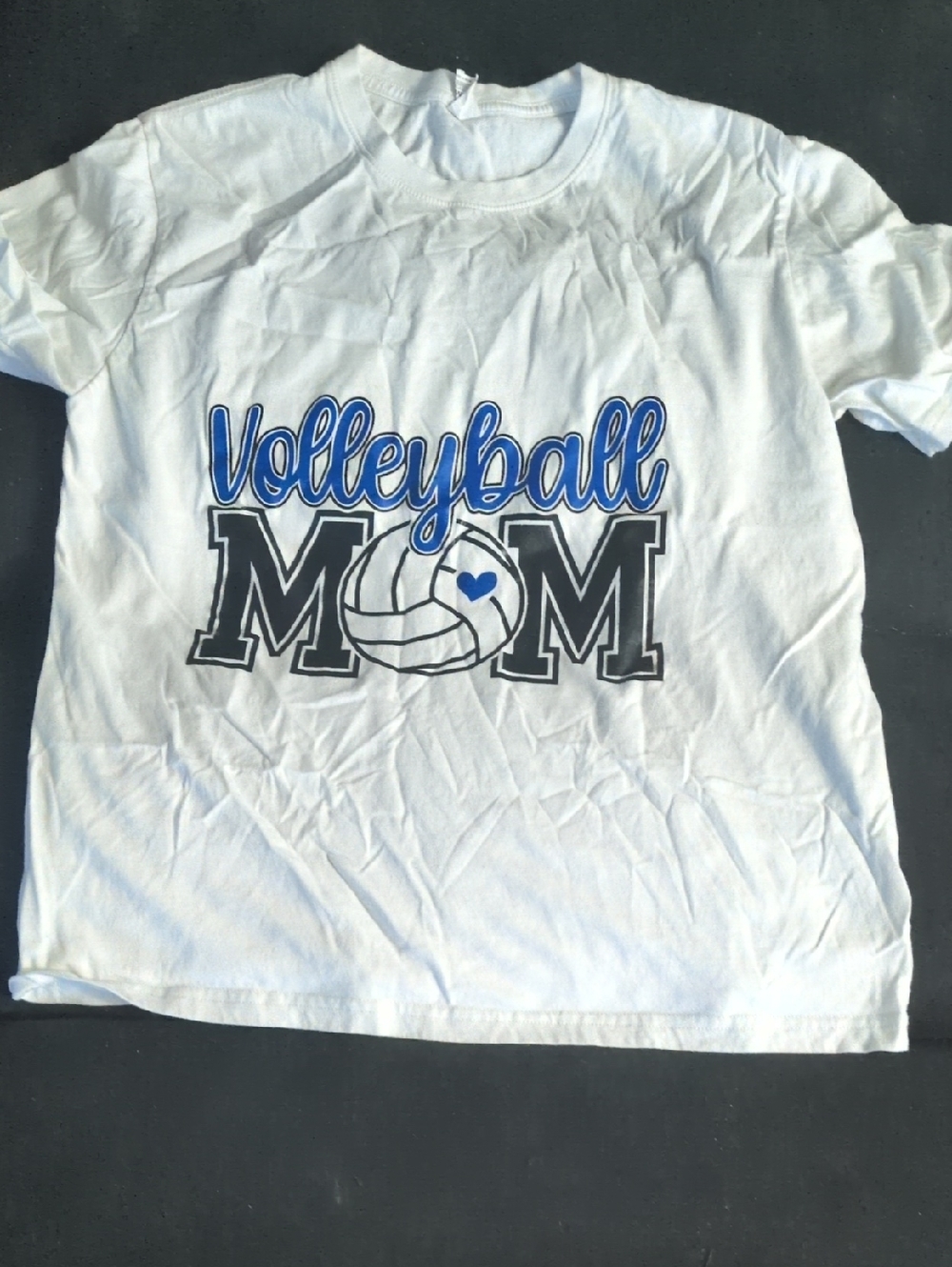 Volleyball Mom Graphic Tee - White & Blue